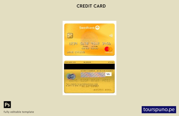 lista para imprimir plantilla de mastercard de Swedbank de Lituania